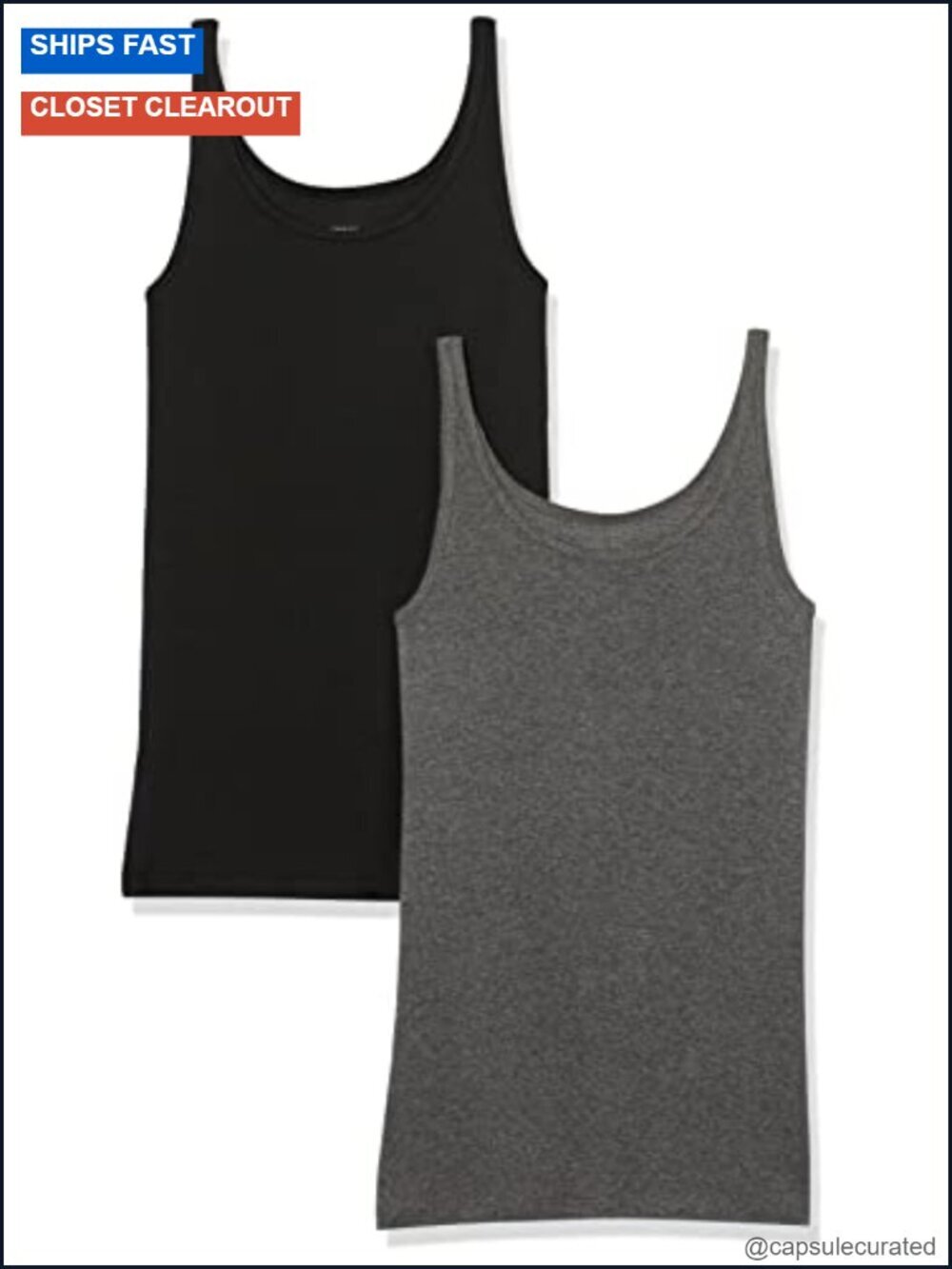 Slim-Fit Thin Strap Scoop Neck Tank Top 2-Pack